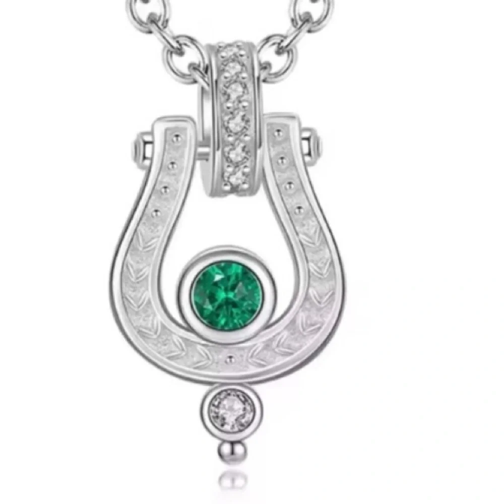 New .925 Sterling and Emerald Necklace